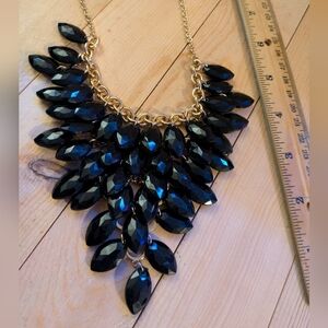 Elegant Black Statement Necklace Costume Jewelry